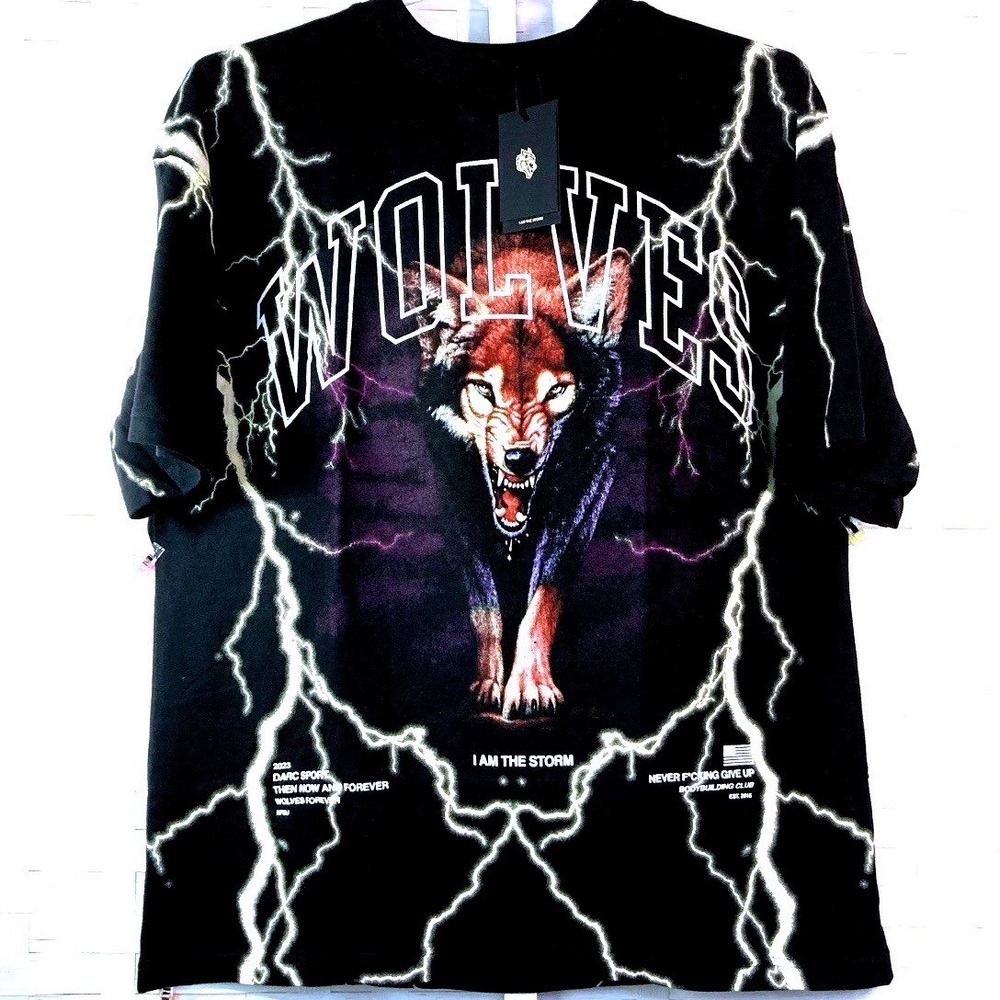 Darc Sport Wolves Club Premium Vintage Tee Black Lightning Wolf XL DSTT019-567